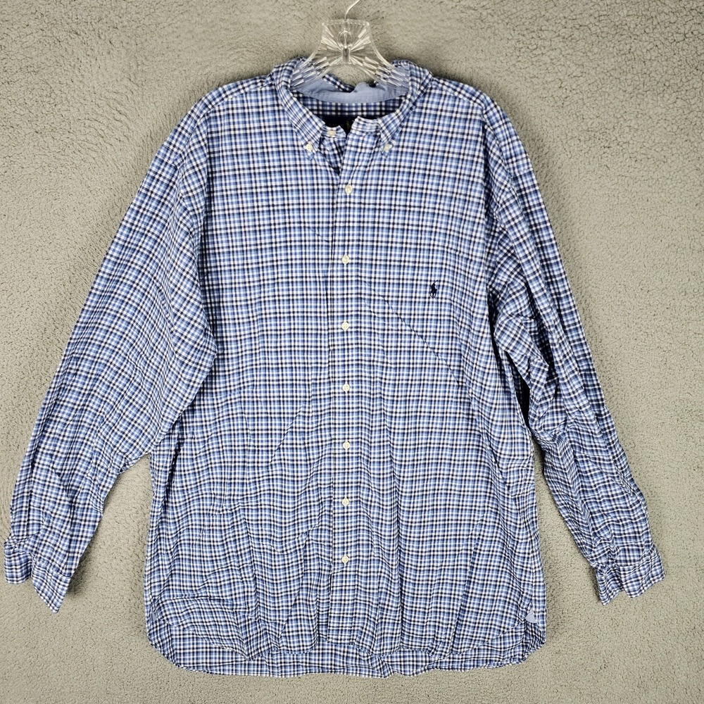 Ralph Lauren Shirt Mens Tall XL Plaid XLT Long Sleeve Collared Button Down